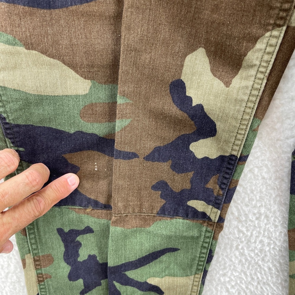 Military BDU Pants Mens Medium Short Green Brown Woodland Camo Cargo Canvas Gorp - Picture 6 of 10